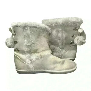Justice Faux Fur Bling Boots Sz 8